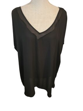 Torrid Black V-Neck/Back Sheer Sleeveless Blouse Size 4/4x